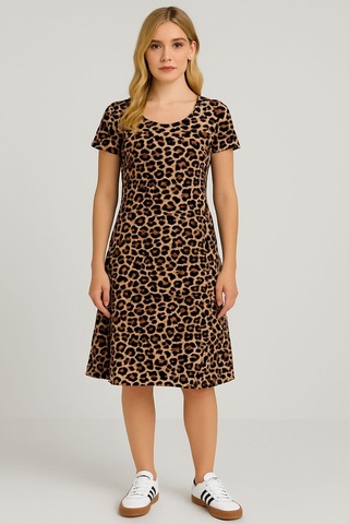 2 Adet Dökümlü Rahat Kalıp Günlük Penye Kumaş Elbise Lacivert - Beyaz