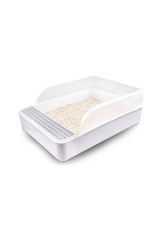 Zhkj Shop Kedi Çöp Kutusu Yarı Kaplamalı Kare Dışkı Havzası Evcil Hayvan Tuvalet, Boyutküçük Bv1rn1