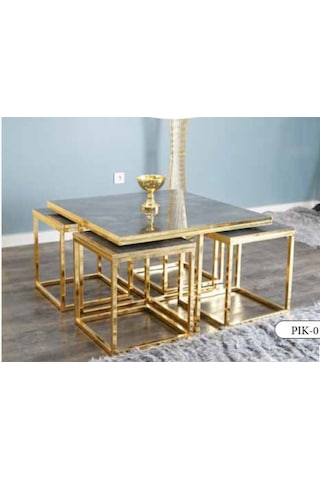 Mim Antrasit - Gold Kare 4+1 Pizza Orta Sehpa Antrasit