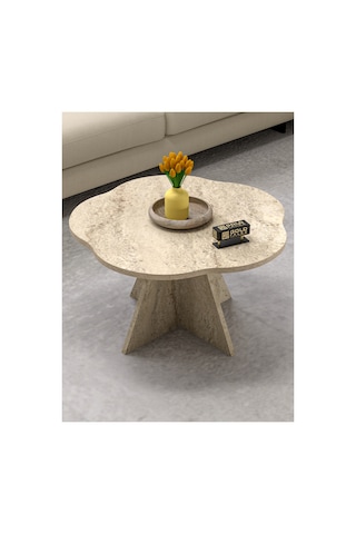 Çiçek Orta Sehpa Bej 70 Cm Sarı