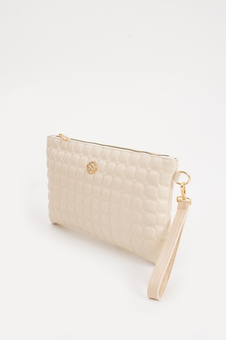 Oldso Kadın Suni Deri Siyah Mozaik Desen Çapraz Ve El Askılı Portföy Clutch Bej