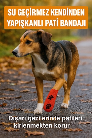 Pati Bandajı Ayakkabı Köpek Ve Kedi İçin Tüy Dostu Su Geçirmez Kendinden Yapışan Bandaj