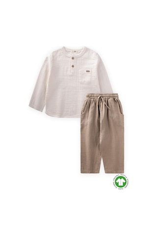 Organik Bohem Gömlekli Mevsimlik Takım 2-8 Yaş Ekru Ekru