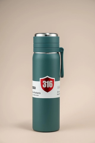 Paslanmaz Çelik Termos Su Şişesi 500ml Vakumlu Kapak Yeşil İthal Ürün Yeşil