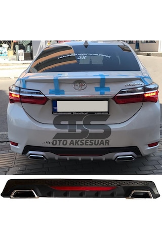 Toyota Corolla 2013-2018 Difüzör Arka Tampon Eki 2 Egzoz Çıkışlı Siyah Reflektörlü