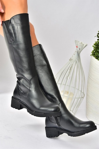 Fox Shoes Siyah Hakiki Deri Günlük Kadın Çizme N654226103 Siyah