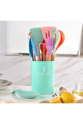 Teltree Su Yeşili Silikon Çelik Kelepçe Seti - Evde Pişirme Araçları, Kol Saati Ve Saklama Kavanozu İle Komplet Paket