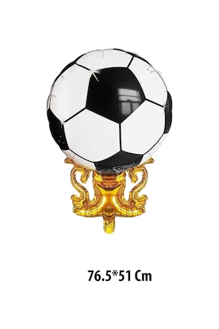 Futbol Topu Ve Kupa Şeklinde Folyo Balon 76,5x51 Cm Gold Siyah Şampiyonluk Balonu Siyah - Beyaz