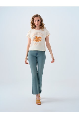 LOFT Regular Fit Kadın Tshirt K.kol Lf2040166 Q1.v1 Ekru