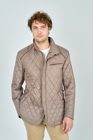 Allegro Erkek Dik Yaka Fermuar Ve Çıtçıt Kapamalı Kapitone Uzun Mont 5444 Bej Bej