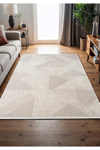 Armada Ad003g Gri Halı Modern Geometrik Detaylı Akrilik Tozu Az Salon Halısı Yatak Odası Karidor