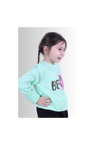 Panios Kids Kız Çocuk Baskılı T-shirt Yeşil1 Yeşil