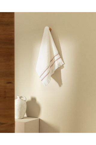 Madame Coco Clarna %100 Pamuk Yüz Havlusu - Beyaz/kiremit 8684427204450 Çok Renkli