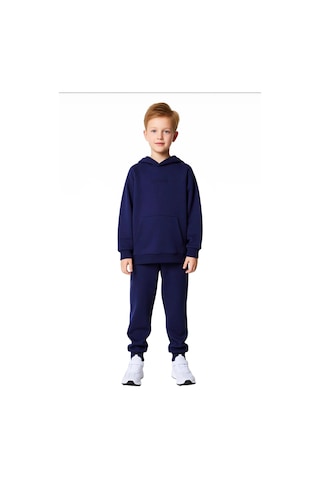 Frm Erkek Çocuk Kapüşonlu Polo Yaka Oversize Pamuklu Örme Takım Kalit Lacivert