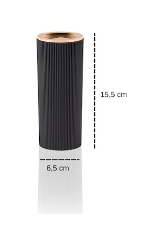 İndecor Houseware Liza 4'lü Banyo Seti Siyah - Çöp Kovası Wc Fırçası Sıvı Sabunluk Diş Fırçalık