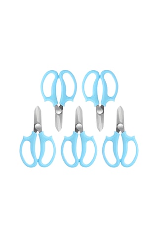 Symbee Çelik Bahçe Budama Makasları - 5'li Set Mavi, Şekillendirme Ve Meyve Toplama İçin Keskin Uçlar, Ergonomik Kollu