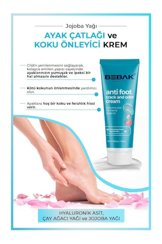 Bebak 100 Ml Ayak Çatlak Ve Koku Önleyici Ayak Bakım Kremi Hızlı Emilim Özelliği İle