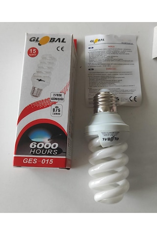 Gl0bal 15w E27 Duy 2700k Gün Işığı Spiral Tasarruflu Ampul