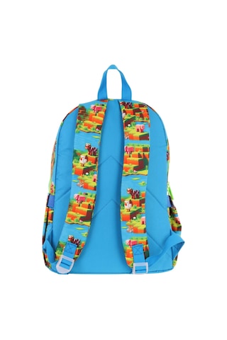 Kaukko Kids Üç Bölmeli Mavi Yeşil - Craft Baskılı Erkek Çocuk Okul Ve Günlük Sırt Çantası - L5280 Mavi - Yeşil