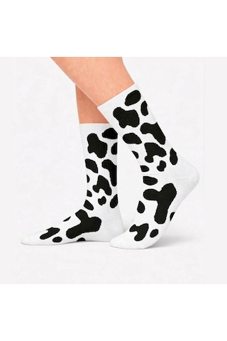 Carnaval Socks Siyah Benekli Inek Desenli Renkli Spor Çorap Çok Renkli