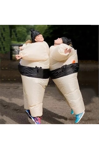 Hfambition Çocuklar İçin Japon Stili Sumo Şişme Kostüm - Halloween Cosplay Prop 1.2-1.45m Çok Renkli