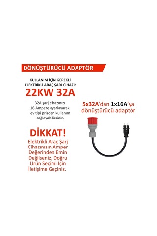Hgsşarj 5x32a 380v-450v İle Çalışan Cihazınızı, 220v Ev Tipi Prize Bağlar. Elektrikli Araç Şarj Kablosu Dönü Genel