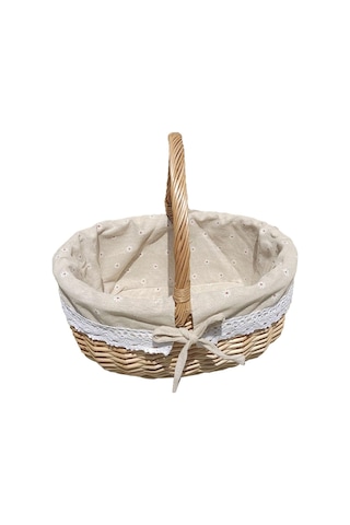 Cbtx Söğüt Sepeti Taşınabilir Açık Piknik Sepeti Dokuma Sepet Yumurta Kabı, Boyut: S - Papatya Keten