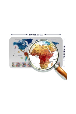 Eğitici - Öğretici Dünya Ve Türkiye Haritası Çocuk Odası Duvar Sticker-60x105-3891 Renkli