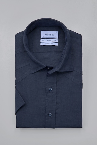Bisse Birit Yaka Kısa Kollu Regular Fit Lacivert Erkek Gömlek Gmktna1224013 E39 Lacivert
