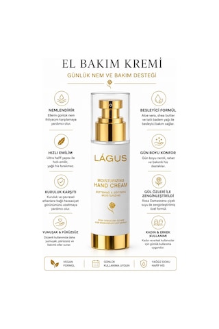LágusBesleyici Hızlı Emilim Ultra Hafif Yağsız Doku El Bakım Kremi