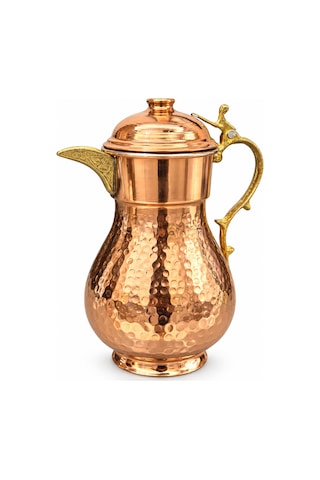 Aura Copper Kapaklı İçi Kalaylı 1 Mm Dövme Bakır Sürahi