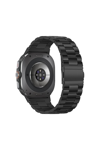 Samsung Galaxy Watch 8 40/44mm & Watch 8 Classic 46mm Uyumlu Paslanmaz Çelik Saat Kordonu Siyah