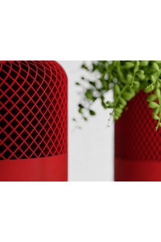 3d Baskı Modern File Desenli Dekoratif Saksı - Minimal Çiçek Saksısı, Ev Ve Ofis Bitki Saksısı-kırmızı