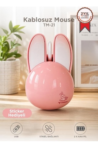 Tavşan Kulaklık Sessiz Mouse 1200 Dpı Tm21 Günlük Kullanım Bilgisayar Faresi Taşınabilir Fare Diğer