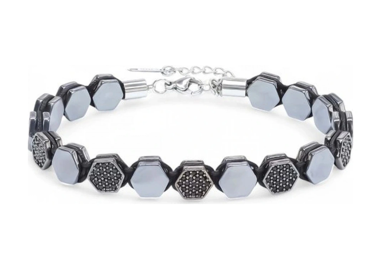 Moncuk Design Zirkon Taşlı Ayarlanabilir Hematit Çelik Bileklik 33512b16d1 Çok Renkli