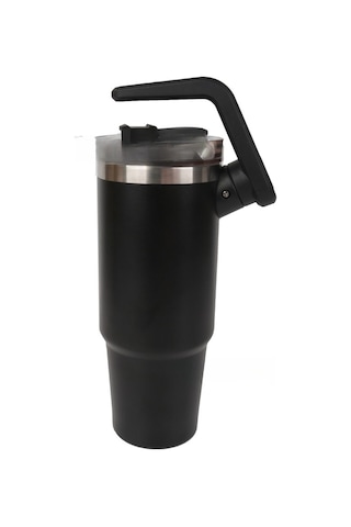 Ruicoo Stanley 30 Oz Çift Katmanlı Paslanmaz Çelik Seyahat Bardağı - 8 Saat Sıcak, 36 Saat Soğuk Tutar Siyah