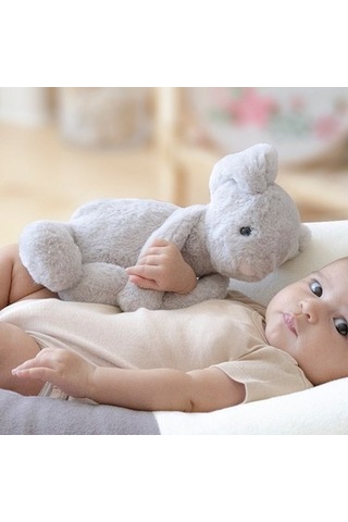 35 Cm Gri Renkli Oturabilen Tavşan Peluş Oyuncak 001 - Beyaz