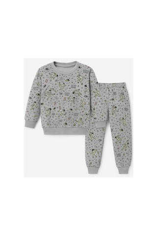 Beka Kids Kız Çocuk Pijama Takımı 2'li Set Kalp Ve Kız Çocuk Desenli Çocuk Pijama Takımı %100 Pamuklu Gri