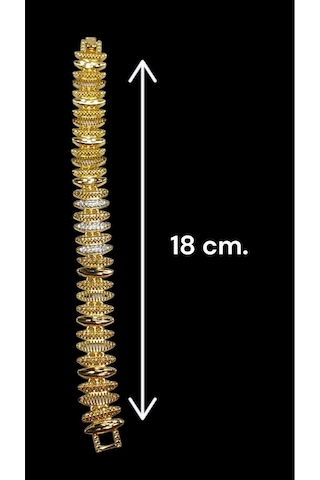 22 Ayar Altın Kaplama Taşlı Sıra Bileklik - 18 Cm Şık Tasarım Gold