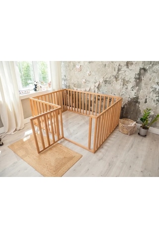 Montessori Ekstra Korumalı Bebek Yatağı Çam 190x90