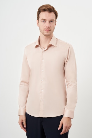 Morven Erkek Bej Pamuk Düz Desen Sert Yaka Slim Fit Gömlek 24mc004111653 Bej