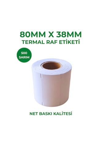 80x38 Termal Karton Raf Etiketi 500 Sarım 10 Adet