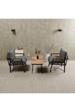 Mb Garden Furnıture Simetri Model, Balkon,mutfak, Bahçe, Cafe, Metal Koltuk Takımı, Bahçe Takımı , Çay Seti, 1+1+sehpa Orta Gri