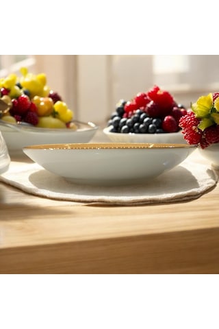 Tektava Master Chef Handmade 6lı Porselen 19 Cm Çukur Yemek Tabağı - Turuncu Renkli