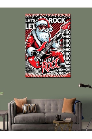 Kanvas Tablo Noel Baba Rock Gitar Çalıyor 50cmx70cm