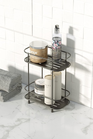 Teknotel 2 Katlı Banyo Mutfak Düzenleyici Kozmetik Aksesuar Standı Mat Siyah Eg221 Siyah