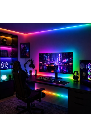 Cata Ct-4566 Rgb Şerit Led Seti Usb Kumandalı Renk Değiştiren Dekoratif Tv Gaming Led Aydınlatma Beyaz