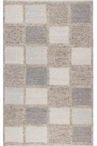 Eko Halı Jade Marjory Natural Kazak Örgü Desenli El Dokuma Örgü Halı Krem-gri