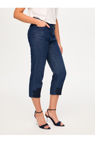 Faik Sönmez Paçası Nakış Detaylı Straıght Fıt Liyoselli Jean Capri S26jcp003 Us26jcp00327 İndigo