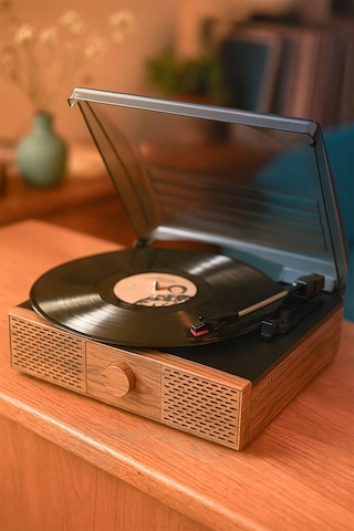 Doob Audio Db-9191 Rustik Dahili Hoparlörlü Bluetoothlu Ahşap Pikap